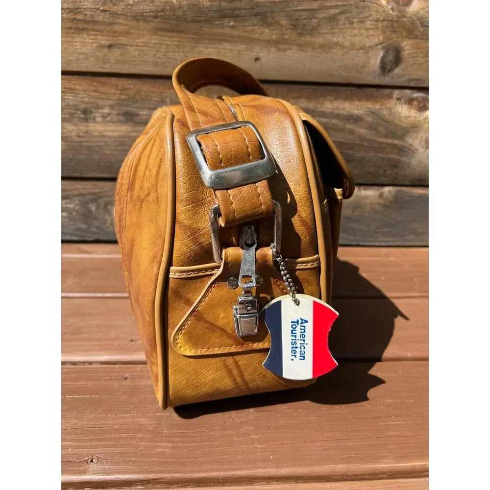 Vintage 1975 American Tourister Tan Shoulder Bag Carry On With Original Tag